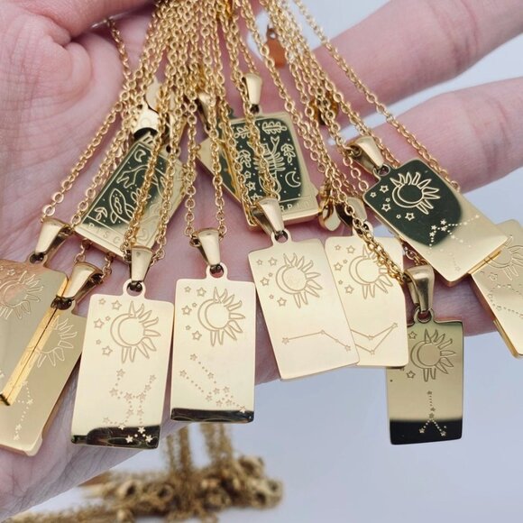 SCORPIO Gold Tone Stainless Steel Constellation Pendant Necklace - Picture 7 of 7